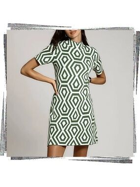 Anthropologie Nina Short-Sleeve Mock-Neck Mod Sweater Mini Dress